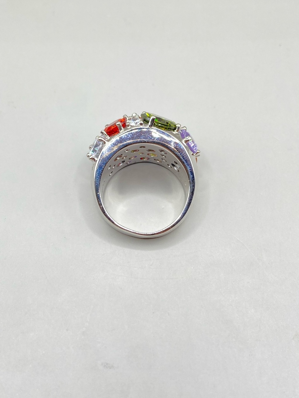 Vintage Natalia V Collister NVC Silver Tone Multicolor Gemstone Ring - Picture 5 of 8